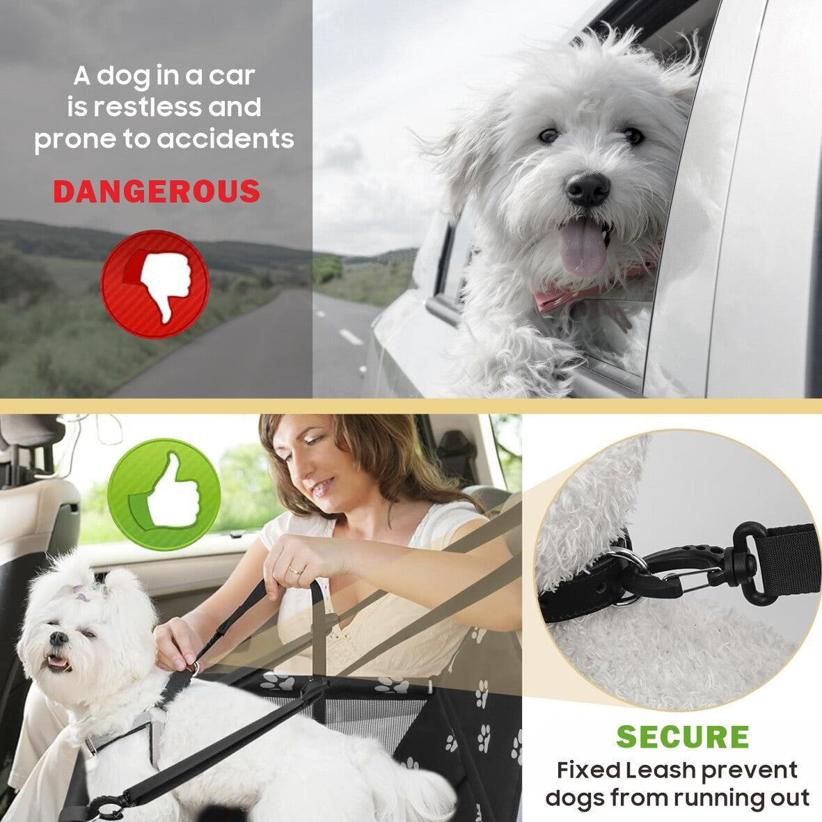 Dog Car Seat For Small Medium Pet, Portable Cat Puppy Rabbit Seat Travel Booster