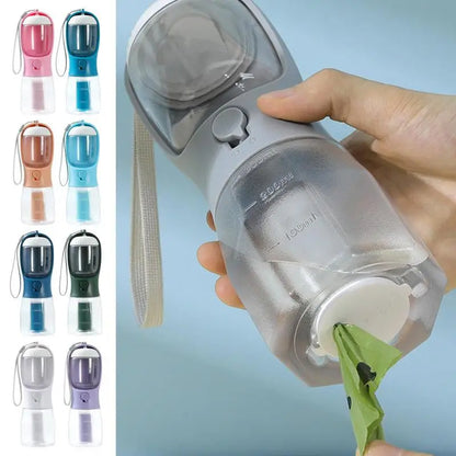 Three-in-one Portable Small Multi-functional Pet Bottle - Water - Treats - Waste Bags