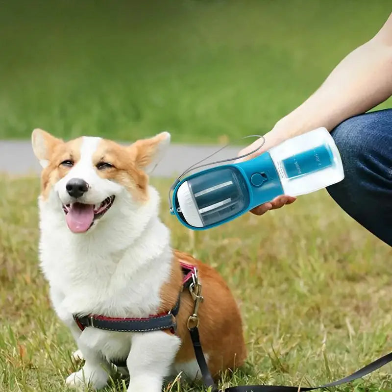 Three-in-one Portable Small Multi-functional Pet Bottle - Water - Treats - Waste Bags