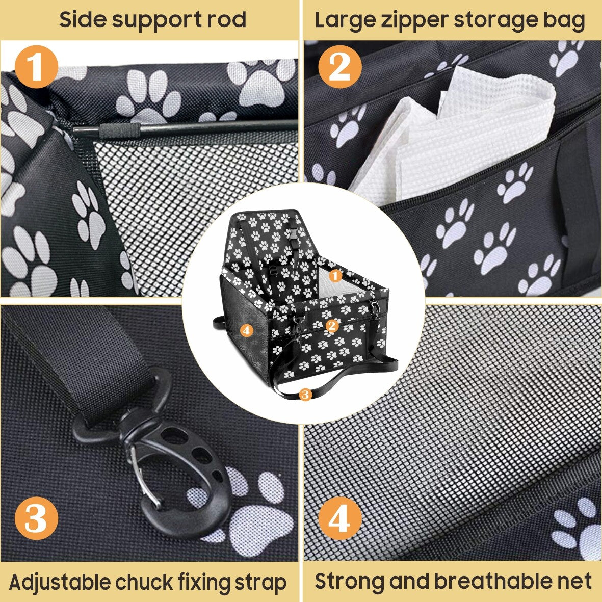 Dog Car Seat For Small Medium Pet, Portable Cat Puppy Rabbit Seat Travel Booster