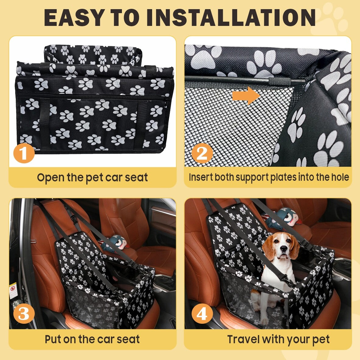 Dog Car Seat For Small Medium Pet, Portable Cat Puppy Rabbit Seat Travel Booster